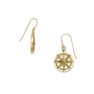 14K Gold Stay the Course Compass Earrings