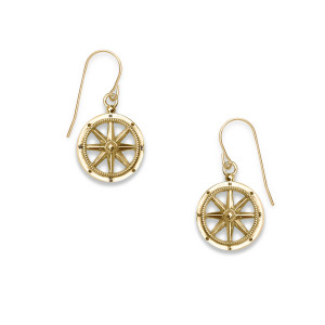 14K Gold Stay the Course Compass Earrings