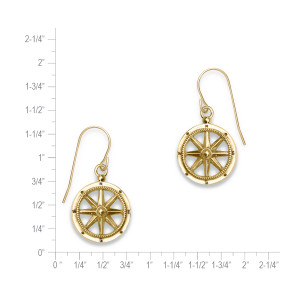 14K Gold Stay the Course Compass Earrings