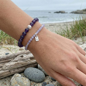 Sterling silver chalcedony bracelet on woman