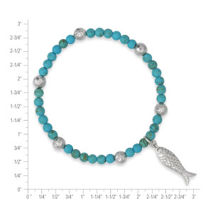 Sterling silver turquoise fish bracelet size
