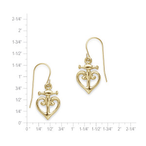 14K Gold Anchored Heart Earrings