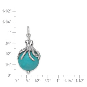 Sterling silver octopus turquoise pendant size