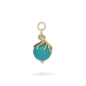 14K Gold Octopus Pendant with Turquoise