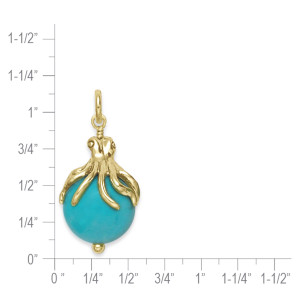 14K Gold Octopus Pendant with Turquoise