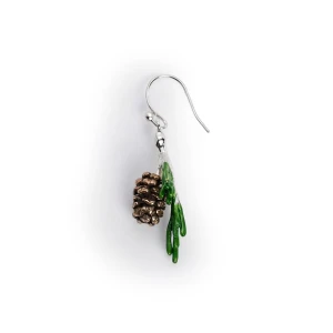 Sterling Silver & Bronze Evergreen Pinecone Earrings