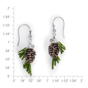 Sterling Silver & Bronze Evergreen Pinecone Earrings
