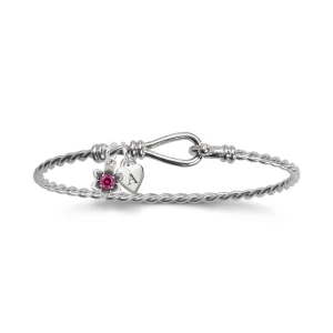 Sterling Silver Twisted Rope Charm Holder Bangle