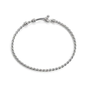 Sterling Silver Twisted Rope Charm Holder Bangle