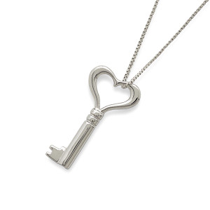 Beautiful Handcrafted Sterling Silver Heart Key Pendant