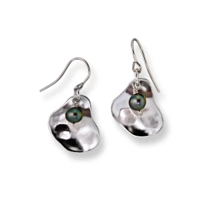 Sterling Silver Peacock Pearl Color Oyster Earrings