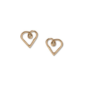 14kt Heart Post Earrings with a Stylish Loop