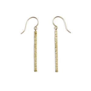 14kt Hammered Bar Earrings in a geometry Shape