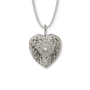 Sterling Silver Victorian Lace Heart Pendant