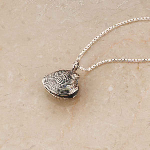 Sterling Silver Quahog Double Sided Pendant