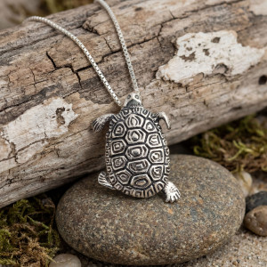 Sterling Silver Diamondback Turtle Pendant