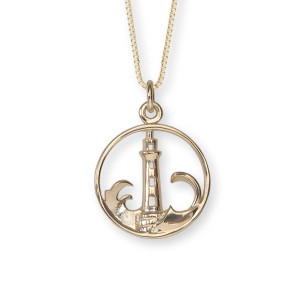 Sterlin Silver 14kt Lighthouse Pendant