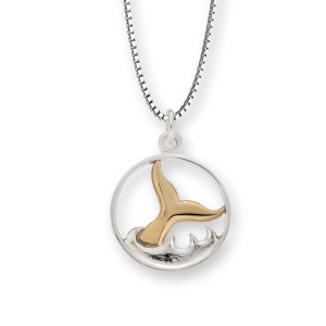 Attractive Sterling & 14kt Whale Watch Pendant
