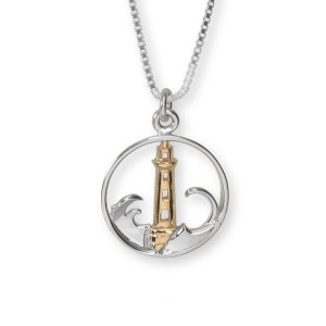 Handcrafted Sterling & 14kt Gold Lighthouse Pendant