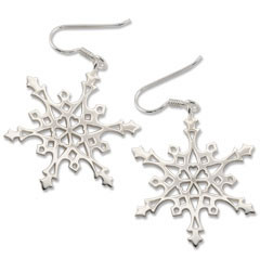Sterling Silver 2004 Snowflake Earrings with a circle of Hearts