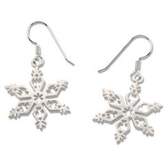 Sterling Silver 2006 Snowflake Earrings features a Snow Angel
