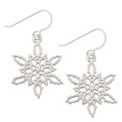 Sterling Silver 2010 Snowflake Earrings in a Pattern of Holly Leaves and Berries
