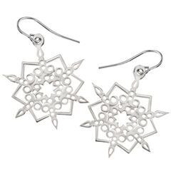 Sterling Silver 2016 Candle Light Snowflake Earrings