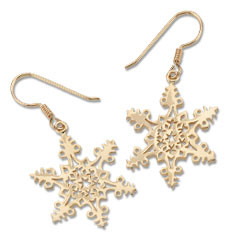14kt 2005 hand in Hand Snowflake Earrings
