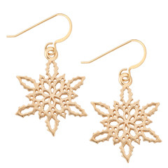 14kt 2010 Snowflake Earrings with Holly Leavs and Berries