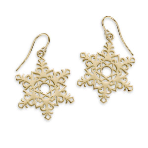14k Gold 2017 45th Anniversary Snowflake Earrings