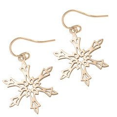 14K Gold 2002 Starburst Snowflake Earrings