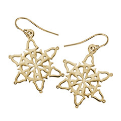 14K Gold 2014 Bells Snowflake Earrings