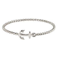 14Kt Gold Sterling Silver Anchor Bangle