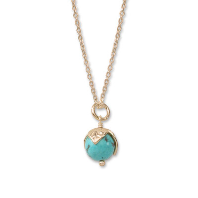 14kt Gold Turquoise Bud Pendant