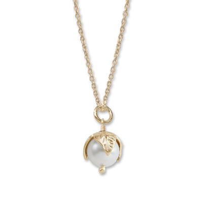 Perfect 14kt Pearl Bud Pendant with Freshwater