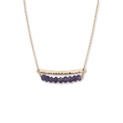 14kt Gold Side by Side Amethyst Gemstone Necklace