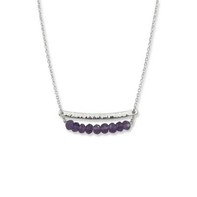 Sterling Silver Side by Side Amethyst Gemstone Necklace Sterling Silver Side by Side Amethyst Gemstone Necklace