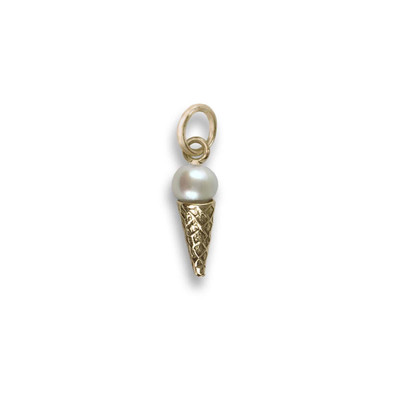 JHBreakell 14K Gold Mini Ice Cream Cone Pearl Charm JHBreakell 14K Gold Mini Ice Cream Cone Pearl Charm
