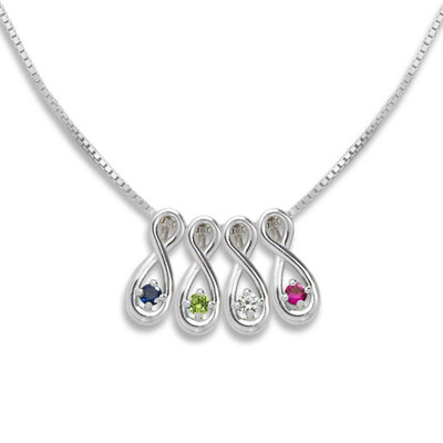 4 Stone Infinity Mothers Pendant / Necklace - MothersFamilyRings.com