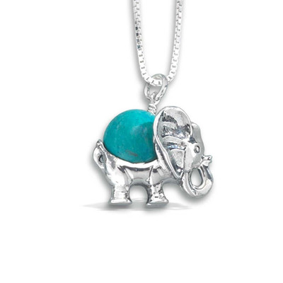 JHBreakell Sterling Silver Elephant Pendant with Turquoise