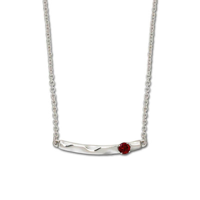 1 ct Round Red Garnet Pendant Necklace in Sterling Silver, 18