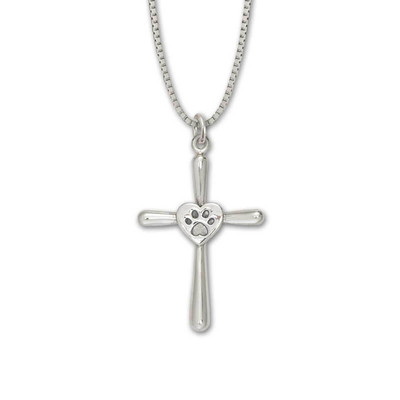 JHBreakell Sterling Silver Paw Print Cross JHBreakell Sterling Silver Paw Print Cross