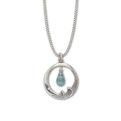 JHBreakell Sterling Silver Wave Break Blue Topaz Pendant