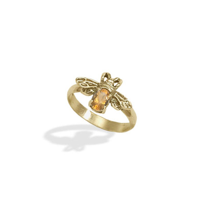 14k Gold Queen Bee Ring with Citrine