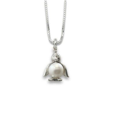 JHBreakell Sterling Silver Penguin Pendant/Charm with Genuine Pearl JHBreakell Sterling Silver Penguin Pendant/Charm with Genuine Pearl