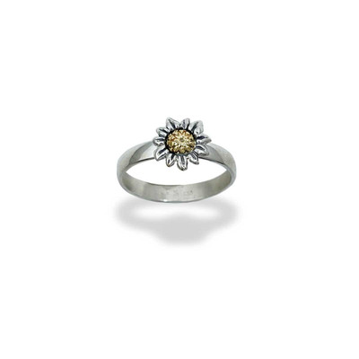 Sterling Silver & 14k Gold Petite Sunflower Ring