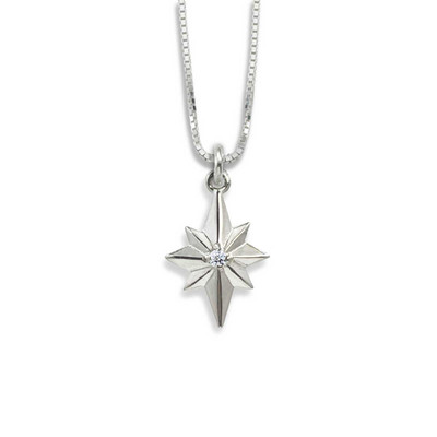 Sterling Silver Diamond North Star Pendant