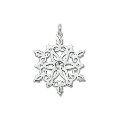 4, 20 or 50 Pieces: Silver Toned Rhinestone Snowflake Charms