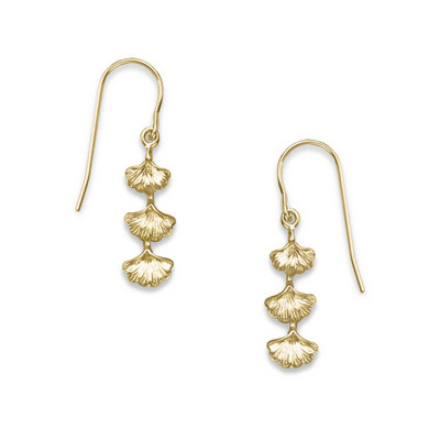 14k Gold Ginkgo Drop Earrings 14k Gold Ginkgo Drop Earrings