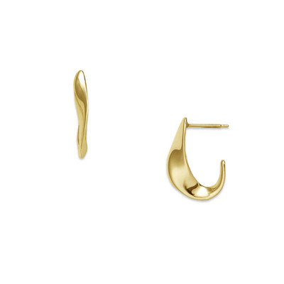 14k Gold Twisted J Hoops